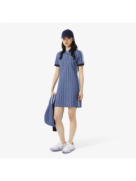 Lacoste Sukienka Polo O Dopasowanym Kroju Z Żakardowym Monogramem niebieska