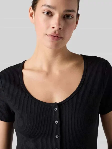 Levi's T-shirt z AUSTEN BUTTON THROUGH SS czarna