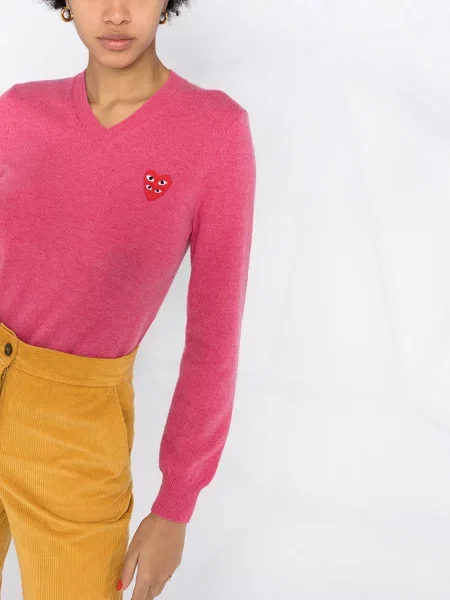 Top Comme Des Garçons Play s výstřihem do v se srdcovým vzorem růžový