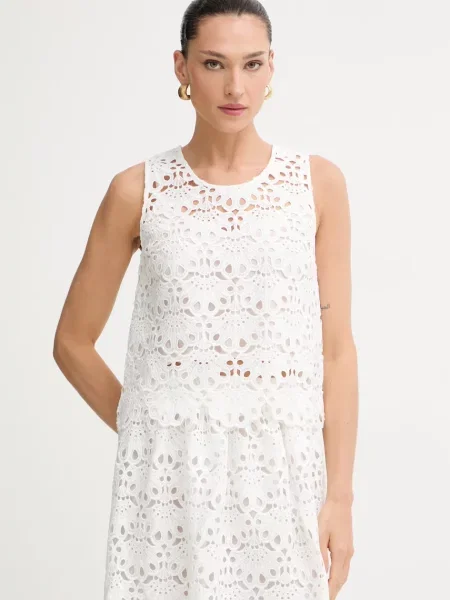 Twinset top pentru femei din dantelă bej