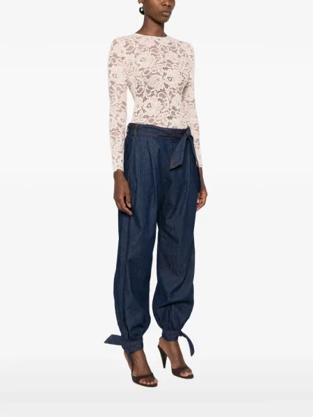 Lung top Self-portrait cu model floral din dantelă