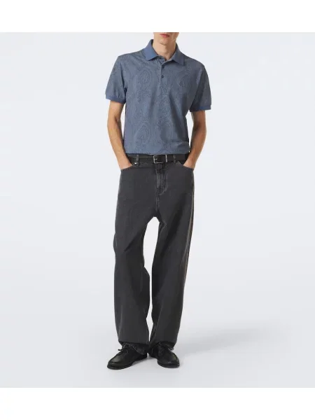 Tricou polo Etro cu model paisley albastru