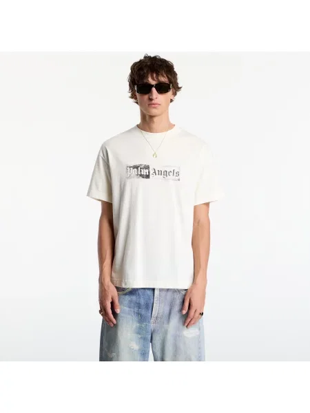 Tricou Palm Angels Stamp Logo Regular Tee Off White/ Black M alb