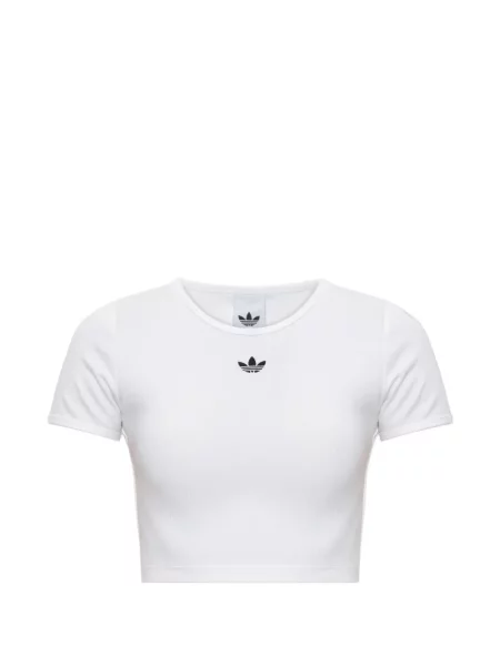 Apkirptas marškinėliai Adidas su autografu balta