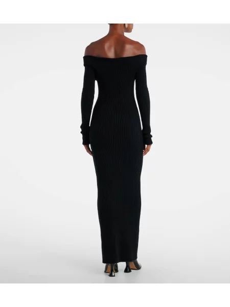 Rochie maxi Max Mara de lână de costum negru
