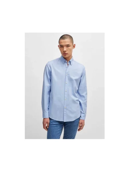 Boss Orange koszula regular z kołnierzykiem button-down niebieski