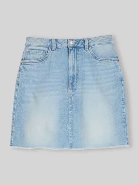 Jeansowa spódnica mini z otwartym dołem Tom Tailor Denim niebieska