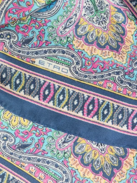 Fular Etro de mătase cu model floral albastru