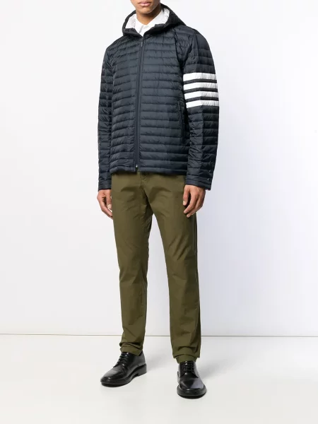 Pruhovaná zateplená bunda Thom Browne modrá