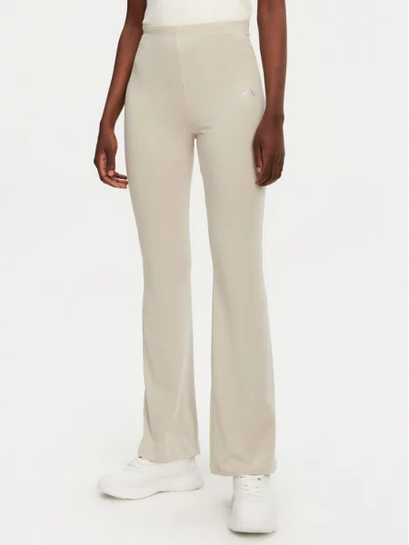Adidas Legginsy Essentials Small Logo Flare Fit beżowy