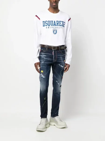 Raštuotas ilgas marškinėliai Dsquared2 balta