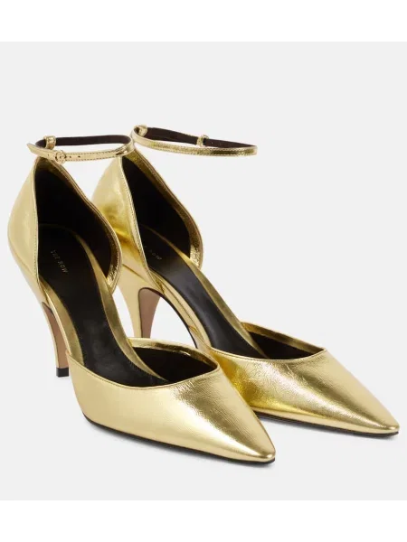Pantofi cu toc The Row din piele auriu