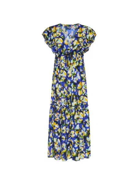 Rochie maxi Vilebrequin cu model floral cu imagine albastru