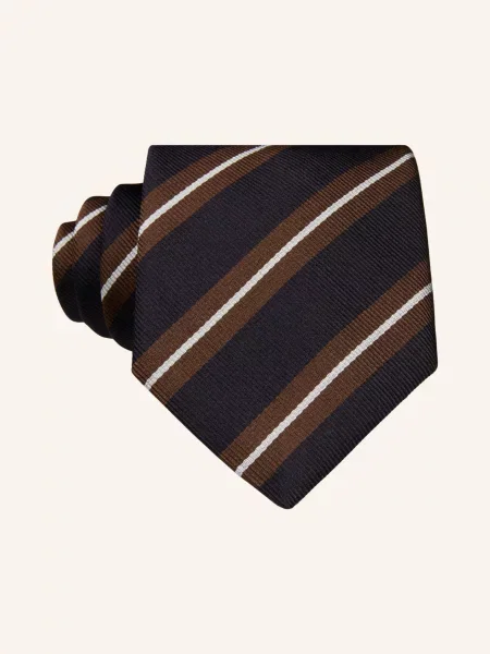 Boss Kravata tmavě hnědá / tmavě modrá bílá