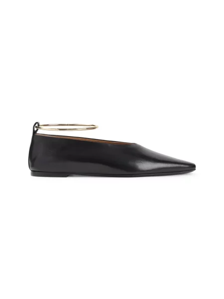Balerinki Jil Sander skórzane czarne
