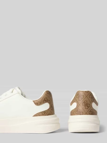 Sneakersy z mieszanki skóry model ‘Elbina’ Guess białe