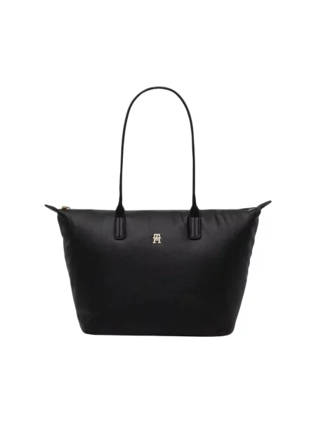 Shopperka Tommy Hilfiger bez fiszbin skórzana czarna