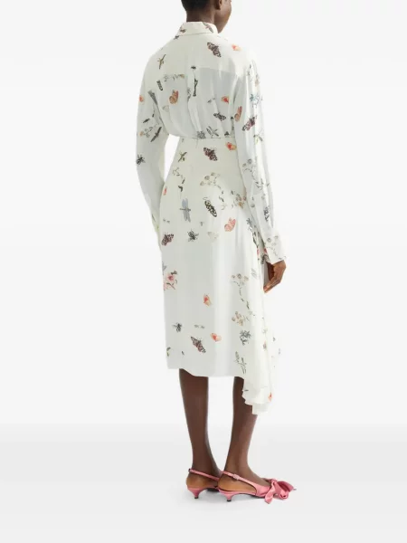 Spódnica midi Erdem drapowana do kolan biała