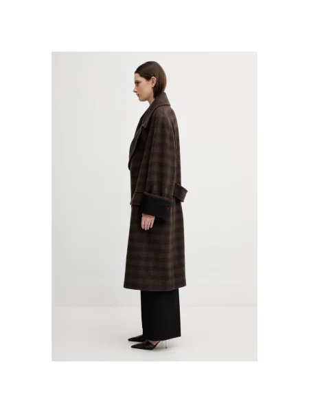 Maison Margiela płaszcz z dodatkiem wełny brązowy