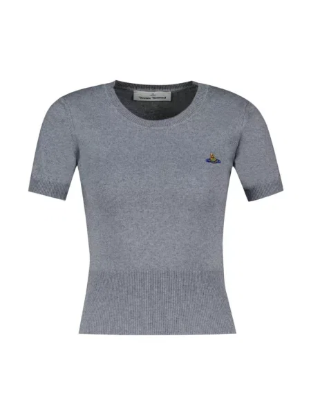 Dzianinowa koszulka Vivienne Westwood z logo szara