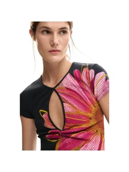 Desigual Tricou TS_DUBLIN Negru Casual Fit roz