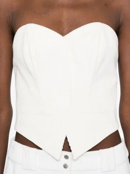 Top Vestiaire D'un Oiseau Libre de catifea cord alb