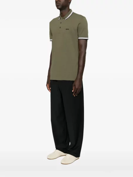 Tricou polo Boss cu autograf verde