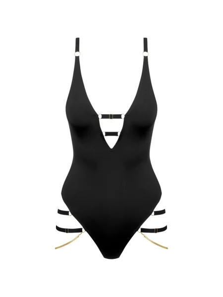 Body Maison Close cu decolteu în V cu bretele negru