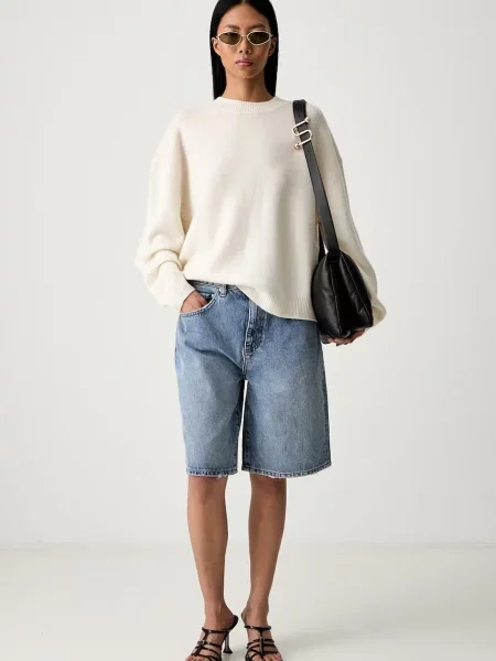 Anine Bing Lee Crew Sweater πουλόβερ κασμίρι γυναικείο μπεζ