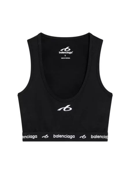 Lniany top sportowy Balenciaga czarny