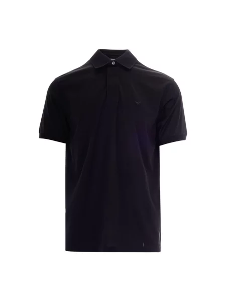 Haftowana koszulka polo Emporio Armani z dżerseju czarna