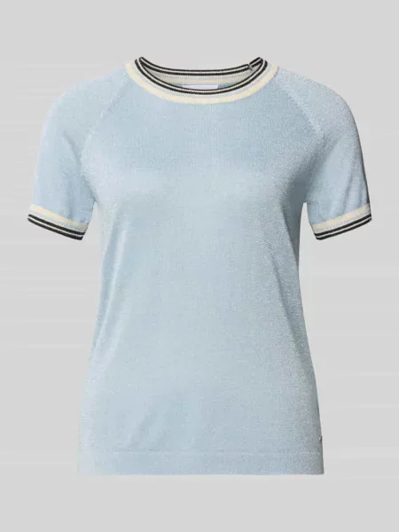 T-shirt o kroju regular fit z mieszanki z efektem dzianiny Jake*s Collection błękitna