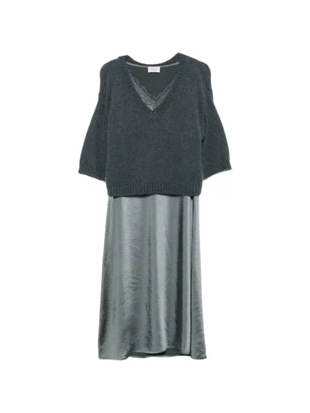 Rochie midi Vera Mont din satin verde