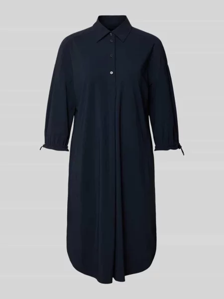 Sukienka koszulowa o długości do kolan z listwą guzikową Marc Cain granatowa