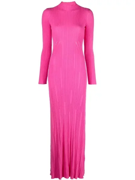 Rochie maxi Jacquemus plisată lungă de costum roz