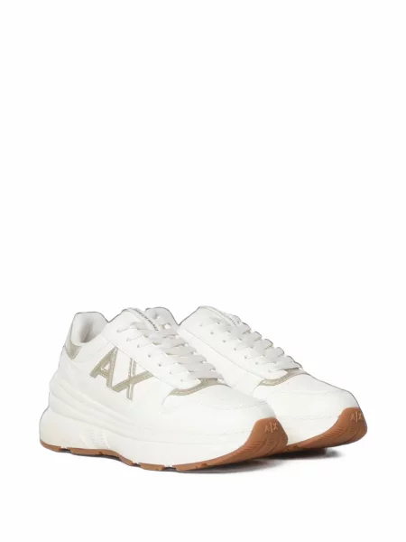 Sneakerși Armani Exchange chunky cu autograf alb