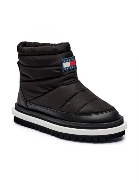 Tommy Jeans Bocanci cu adaos de piele negru