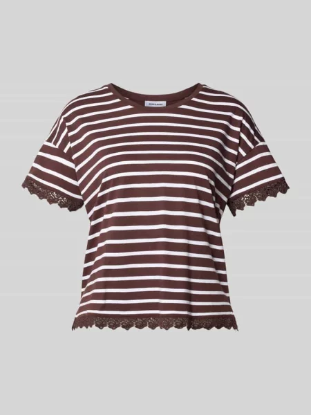 T-shirt z obszyciem koronką i okrągłym dekoltem More & More