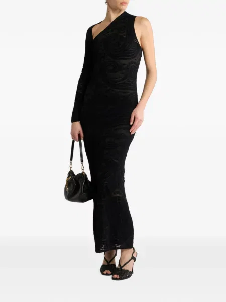 Lung rochie Etro cu model paisley din jacard negru