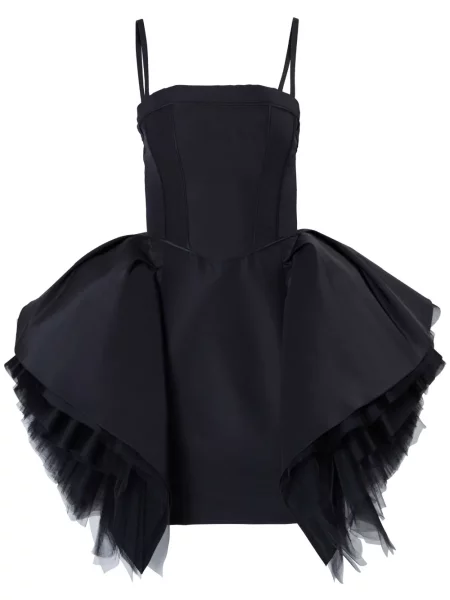 Rochie Carolina Herrera de mătase cu volane de costum negru