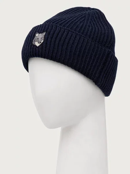 Czapka Maison Kitsune wełniana niebieska