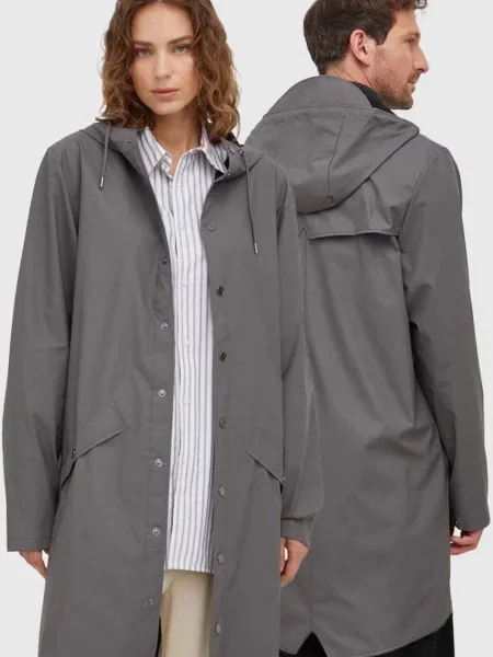 Довга демісезонна куртка Rains сіра