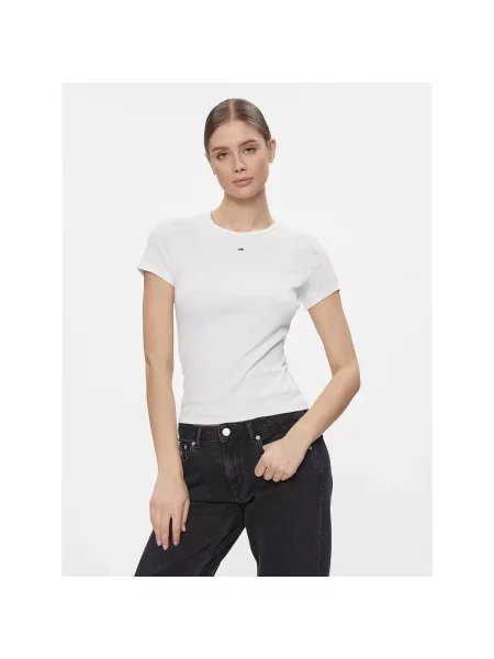 Tommy Jeans T-Shirt Essential Slim Fit λευκό