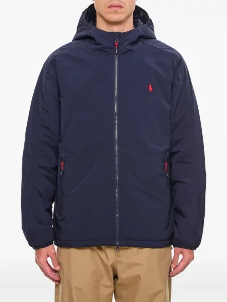 Пуловер Polo Ralph Lauren с качулка с кръгло деколте синьо