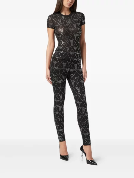 Tricou Philipp Plein plasă de cristal negru