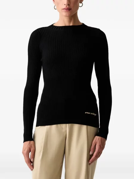 Pulover Armani Exchange cu decolteu rotund cu autograf negru
