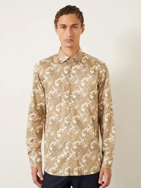 Etro Košile Regular Fit / šedá / khaki béžová