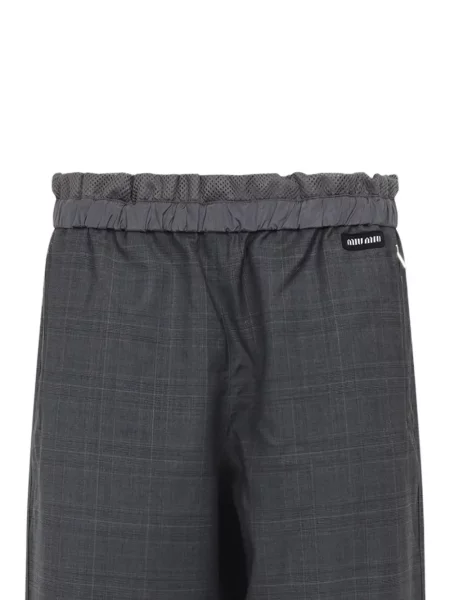 Pantaloni Miu Miu în carouri gri