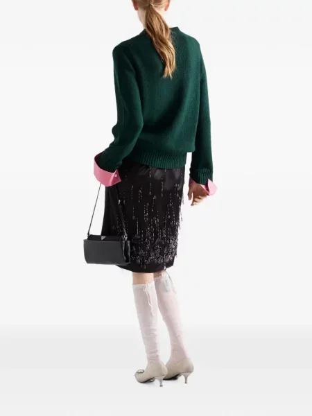 Pulover Prada de lână cu decolteu rotund verde
