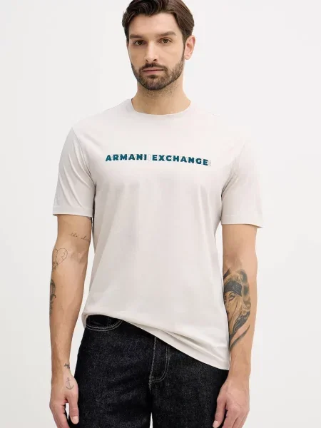 Tričko Armani Exchange s potiskem béžová